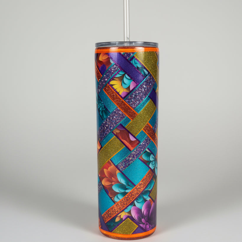 30oz Woven Glitter Floral Tumbler