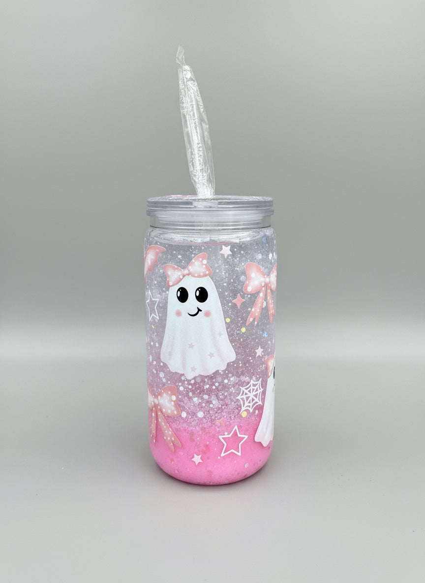 16oz Pink Ghost Lava Drip Acrylic Tumbler