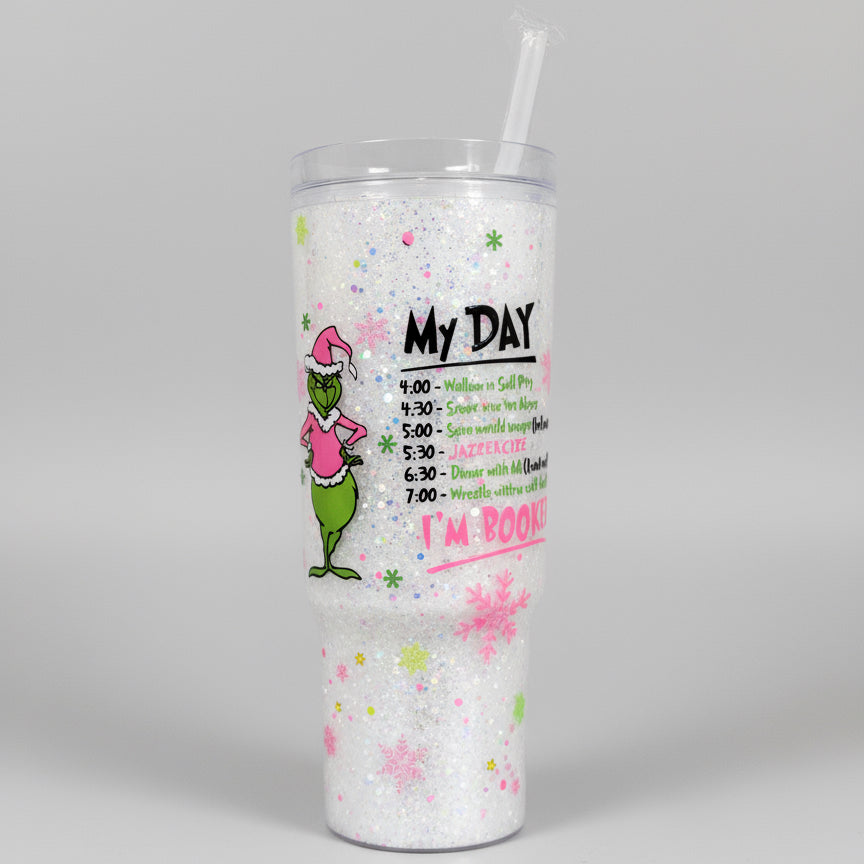 Green Guy "My Day" 40oz Acrylic Snow Globe Tumbler