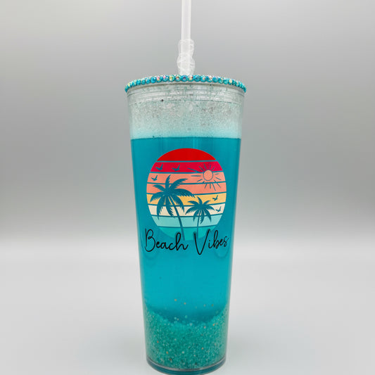 🌊 “Beach Vibes” Acrylic Tumbler (24 oz)
