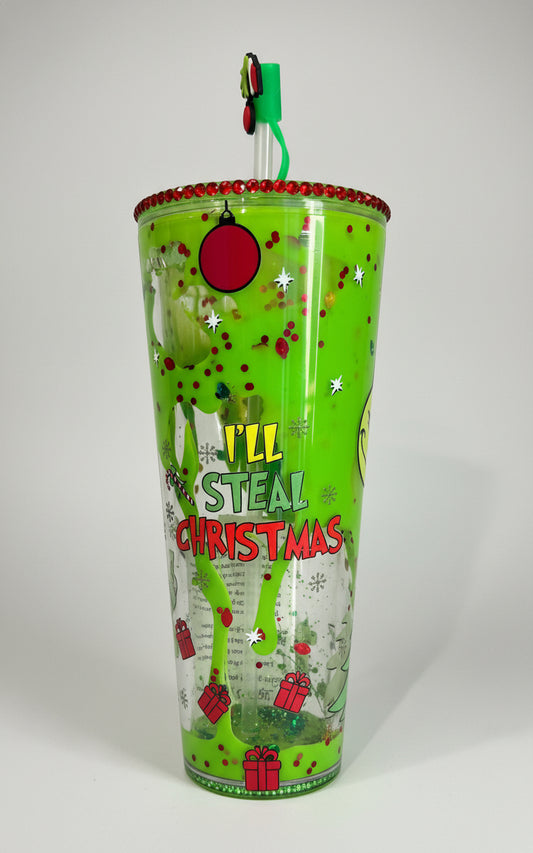 24oz "Green Guy"  Christmas Acrylic Lava Drip Tumbler