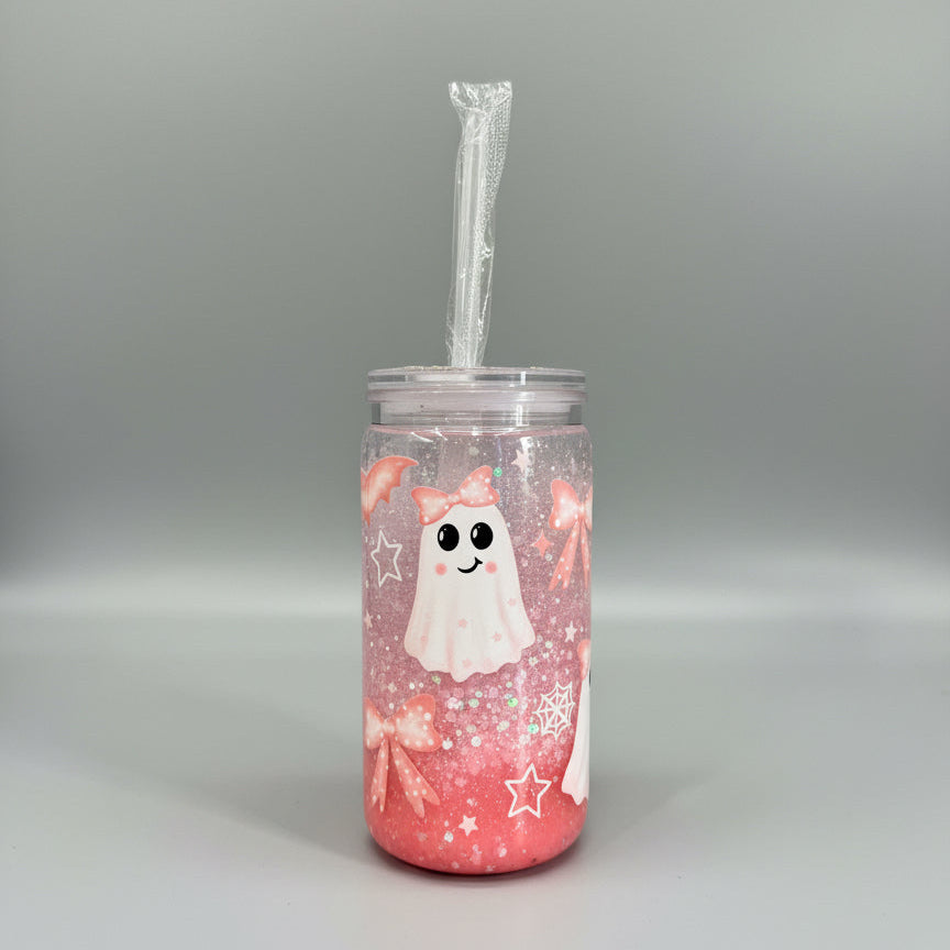 16oz Pink Ghost Lava Drip Acrylic Tumbler